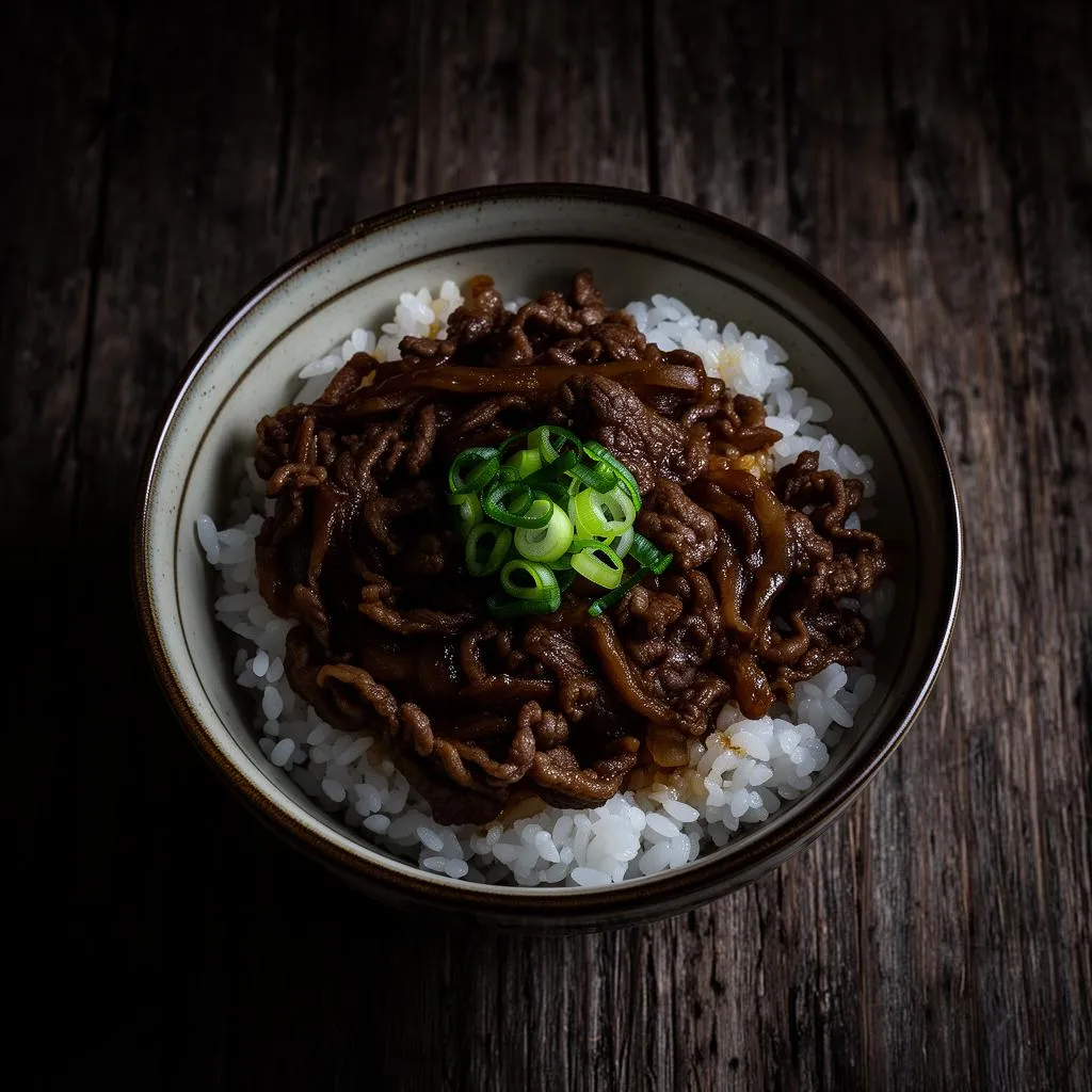 牛丼の盛り付け（イメージ）